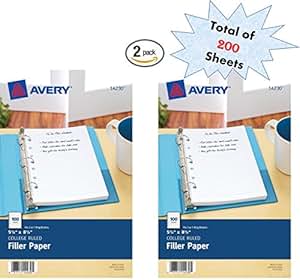 Amazon.com : Avery Mini Filler Paper, 5.5 x 8.5 Inches, 200 Sheets ...