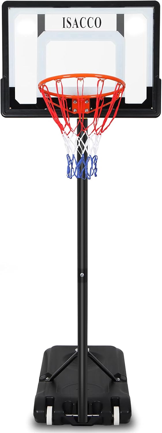 Basketball Hoop, Isacco Portable Basketball Hoop & Goal Basketball System Basketball Equipment, Adjustable Basketball Backboard Rim : Sports & Outdoors