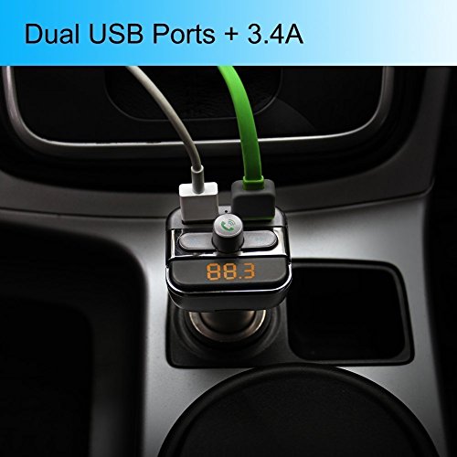 FM Transmitter Wireless Bluetooth FM Transmitter Car Kit Radio Receiver with 5V/2.1A USB Charger Output Support USB Flash Driver and Micro SD Card with AUX
