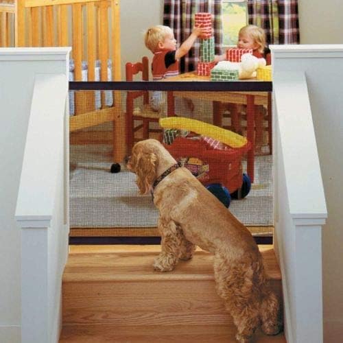 Indoor Safety Gates for Dogs - Portable Folding Safe Enclosure, Easy Install, Baby Safety Fence, Pet Safety Net Enclosure, Black (110 x 72cm)