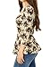 Allegra K Ladies Cute Flower Pattern Pleated Trim Slim Top Blouse M Beige