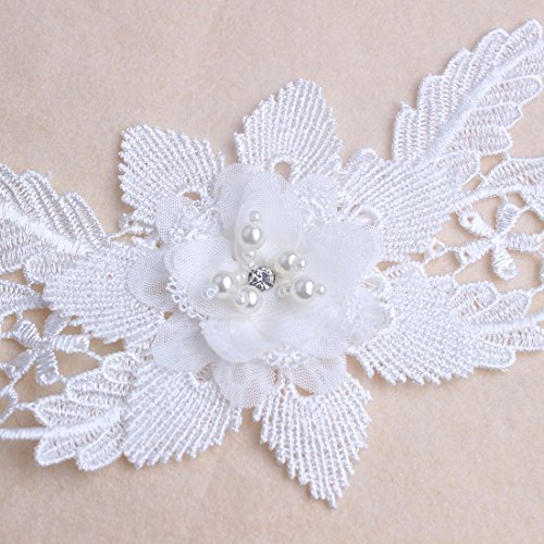 White 3d lace flower embroidered crystal rhinestone wed…