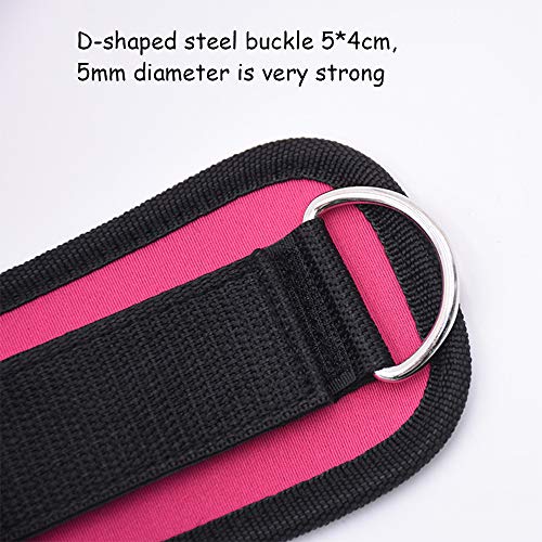 JXLLC Premium Fitness Ankle Strapsï¼Œfor Cable Machines Double D-Ring Adjustable Neoprene Premium Cuffs to Enhance Legs, Abs & Glutes for Men & Women-(Red)