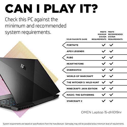 OMEN 15 Gaming Laptop, NVIDIA GeForce RTX 2070 Super Max-Q, Intel Core i7-10750H, 32 GB DDR4 RAM, 512 GB PCIe NVMe SSD, 15.6