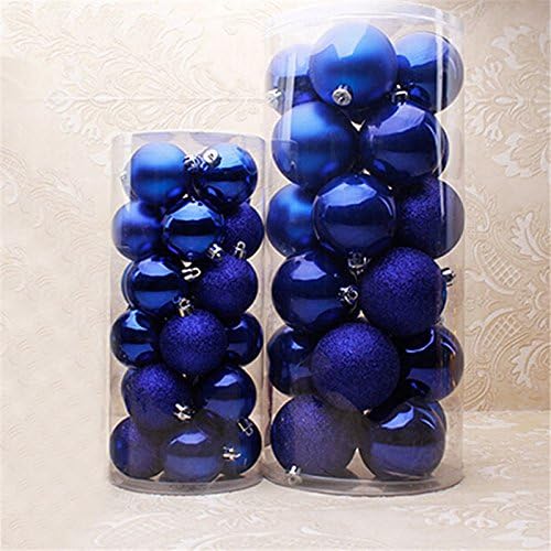 HWKAIZ 24Pcs Glitter Christmas Ball Ornaments Christmas Tree Balls Baubles Xmas Tree Hanging Ornament for Wedding Christmas Decor size 4CM (Dark Blue)
