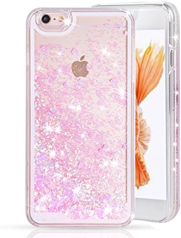 UCLL Iphone 6 Case, Running Glitter Cover, Creative Design Flowing Liquid Floating Luxury Bling Glitter Sparkle Hard Case for iPhone 6s/6 4.7 inch with a Screen Protector (Pink)