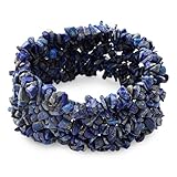 NOVICA Lapis Lazuli Indigo Blue Gemstone Beaded Stretch Bracelet, 6.25