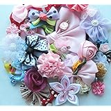 Chenkou Craft Mix Bulk 50pcs Ribbon Flowers Bows Craft Wedding Ornament Appliques A0241