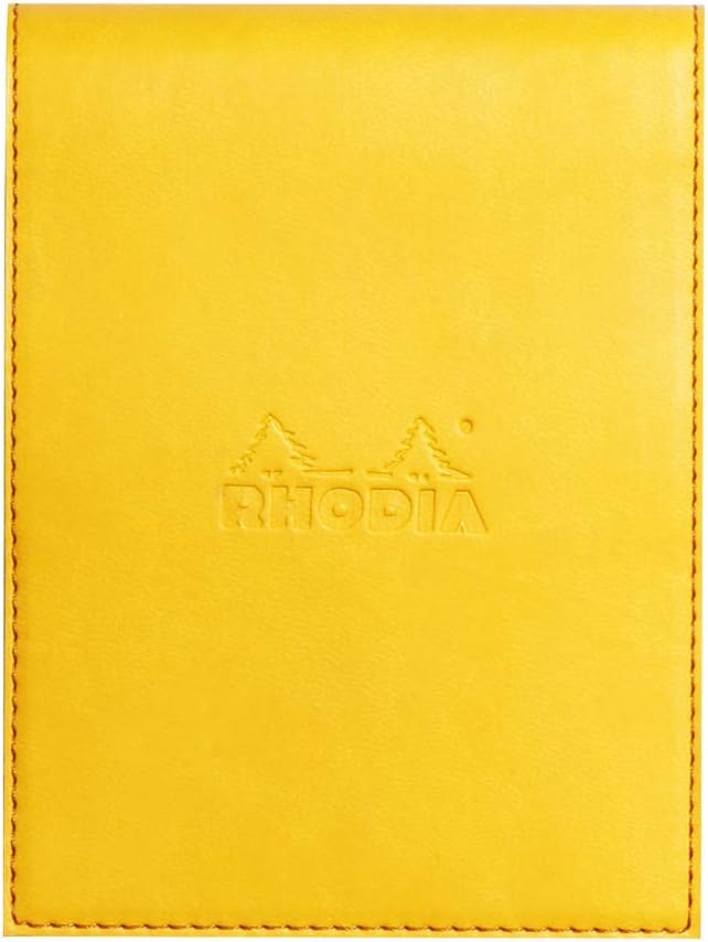 RHODIA 128216C, Clipboard Case + Stapled Notepad N°12 Jonquille, 8.5x12 cm, Lined, 80 Detachable Sheets