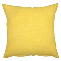 YOUR SMILE Pure Yellow Square Decorative Throw Pillows Case Cushion Covers Shell Cotton Linen Blend 18 X 18 Inches