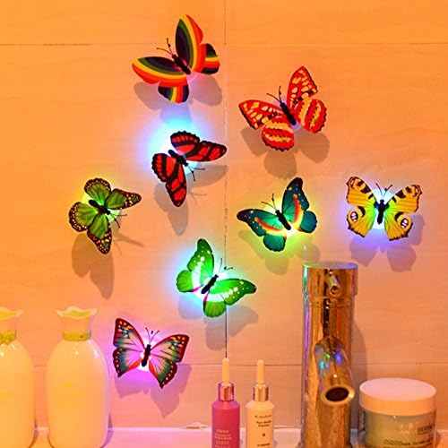 Firefly Romantic Magic Colorful Butterfly Decorative Light Sucker LED Night Light 10 Pack
