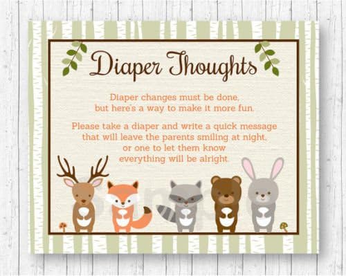 Woodland Animals Diaper Thoughts Late Night Diaper Baby Shower Game