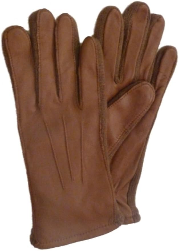 Amazon.com: Fownes Womens Brown Leather Gloves with Stretch Knit Sides L/XL: Clothing