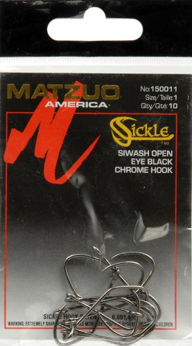 Matzuo Sickle Siwash Open Eye Hook, Black Chrome, 1