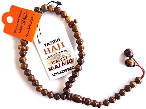 Muslim Tasbih 33 Beads 230-CWL 6x5mm. Walnut Wood Parashut Thread Prayer Misbaha Handmade Islamic Hajj Tasbih Beads