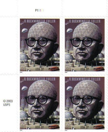 R. Buckminster Fuller ~ The Geodome #3870 Plate Block of 4x37¢ US Postage Stamps (Scott #3870)