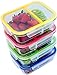 Glass Meal Prep Containers - 4-Pack 2 Compartment Food Storage Containers with Divider to the Top, 35oz. Includes Leak Proof Sauce Cups and Label Set | Microwave, Freezer, Oven & Dishwasher Safe