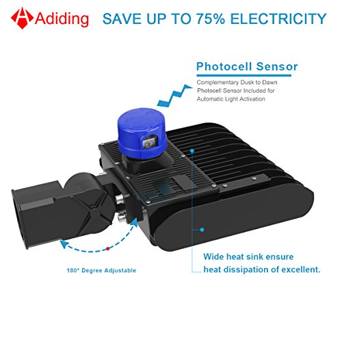 Adiding LED Parking Lot Lighting 150 Watt Street Area Shoebox Pole Light with Photocell Sensor Slip-Fitter Mountings 130Lm/W Daylight 19500LM 5700K Bright White IP66 UL DLC Listed - Thumbnail 3