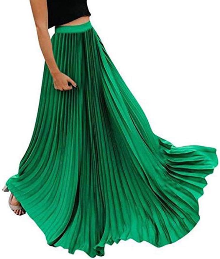 Women's Maxi Skirt Summer Solid High Waist A-Line Ankle Length Skirts