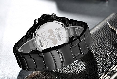 Zeiger Luxury Mens Casual Dress Analog Sports Digital Watches Big Face LED Dual Display Multi-function Watch Water Resistant (Black)