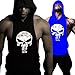 GZXISI Mens Skull Print Stringer Bodybuilding Gym Tank Tops Workout Fitness Vest (Large, 2 Pack:Black Hoodie,Blue Hoodie)