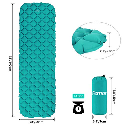 femor Sleeping Pad, Inflatable Camping Pad with Comfortable Air-Support Cells Design for Hiking, Backpacking, Camping, Traveling