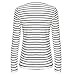 Long Sleeve Tops JUNKE Women Stripe T-Shirt Blouse (S, White)