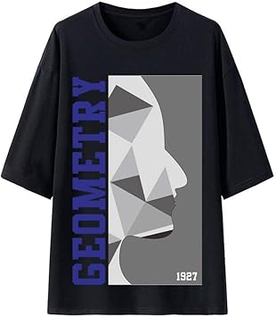 Amazon Co Jp Dqx メンズサマーコットン幾何学模様プリントユースファッションカジュアルルーズlサイズtシャツ スポーツ アウトドア