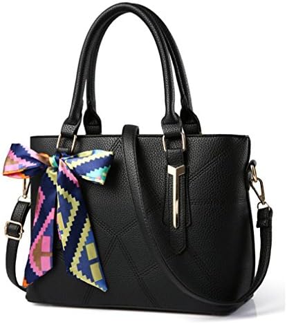 Women Shoulder Handbag Tote Bags with Adjustable Shoulder Stap (Black-1)