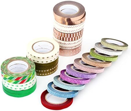 Set Of 30Cute 5mm Slim Masking Washi Tape For Decoration And DIY Craft (30 small Rolls)