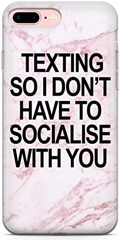 iPhone 7 Plus Case, iPhone 8 Plus Case, Bitchy Sms Quote Phone Case by Casechimp® | Clear Ultra Thin Lightweight Gel Silicon TPU Protective Cover | Marble Funny Diva Queen Basic Af