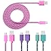 Boxeroo Pack of 3 Colorful Extra long(6 feet/2 meter) Sturdy Fabric Nylon Braided Micro USB Charging Cord Data Sync Cable for Samsung Galaxy Note, Samsung Galaxy S3/S4, Google Nexus 7, Google Nexus 10, Google Nexus 4 (Pink/Purple/Blue)
