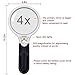 Large 4 LED Handheld Magnifying Glass with Light, Nydotd 4X 30X Lens Portable Illuminated Magnifier for Reading, Macular Degeneration, Repair, Hobby & Crafts, 4.8 Inches (White & Black)