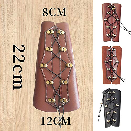 Refaxi Archery Armguard Traditional Cow Leather Bracer for Longbow and Recurve Bow (Black)