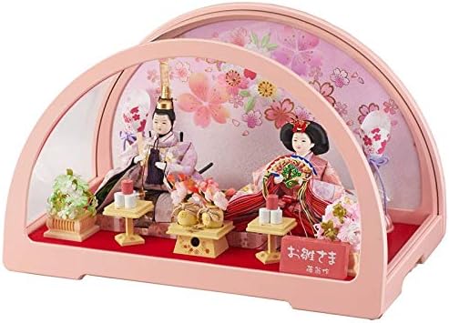 雛人形 5人ケース入り 円華小三五親王飾り アクリルケース変り型彩色lg塗りピンク ピンクのお雛様fn 5 3