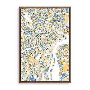 signwin Framed Canvas Wall Art World City map...