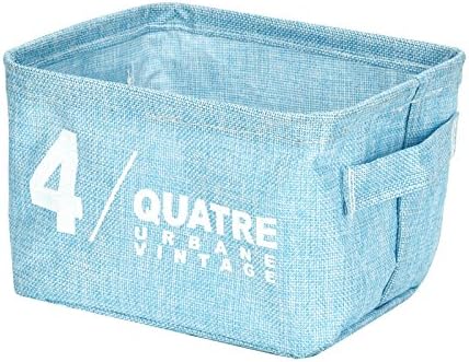 Balamiya Fashion Creative Household Desktop Ambry Linen Cotton Fabric with handle Sundry Cloth Storage Basket Box Case Organizer (4Quatre)