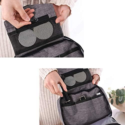 Travel bag with hanging hook, waterproof makeup bag travel storage bag, suitable for accessories, makeup bags, full-size containers, toiletries (Grey) 3 Travel bag with hanging hook, waterproof makeup bag travel storage bag, suitable for accessories, makeup bags, full-size containers, toiletries (Grey)