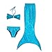 Newland Girl's Kids Princess Mermaid Tail Sea-maid Bikini Swimwear Bathing Suit(No fins) Blue 150
