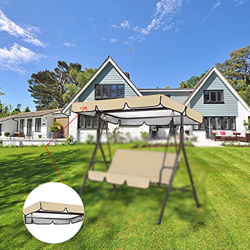 FUFRE Ersatzdach für Hollywoodschaukel 3 Sitzer Wasserdicht Ersatz Bezug, Schattierung der Sonnendach Gartenschaukel… – Bild 5