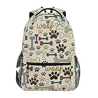 Backpacks Dog Paw Prints Bones College School Book Bag Travel Hiking Camping Daypack