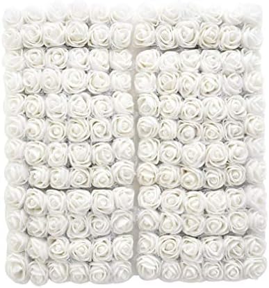 Roses Flowers Heads Artificial Roses Flowers Bulk Fake Flowers Fake Roses DIY Rose Flowers Head Wedding Bride Bouquet PE Foam DIY Fake Roses Party Festival Home Decor Rose Flowers 144 PCS 2cm (White)