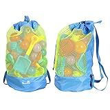 EocuSun Large Mesh Beach Bag Tote Durable Sand Away Drawstring Beach Backpack Swim and Pool Toys Storage Bags Packs, Stay Away From Sand and Water, Toy Not Included