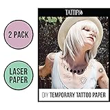 Tattify DIY Temporary Tattoo Paper 2 Sheet Pack For Laser Printers, Printable Long Lasting Custom Tattoos At Home, Sticker Transfer Sheets With Clear Instructions, Waterproof And Sweat Resistant