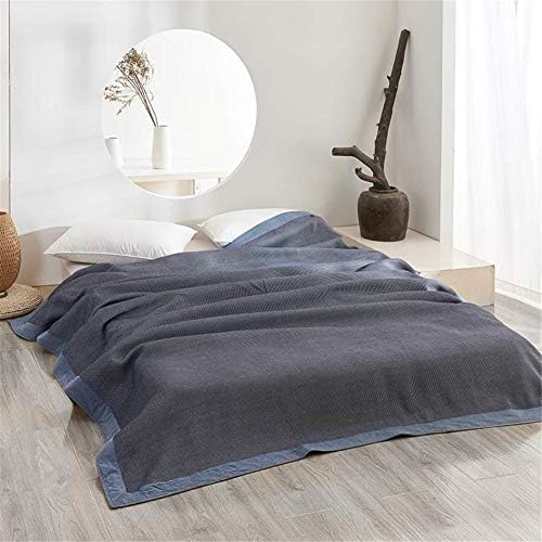 Waffle Thermal Blanket Japanese Soft Cozy Cotton Blanket Breathable Daycare Bed Blankets Travel Throws,Blue,210 * 240cm