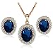 Yoursfs Jewelry Sets,18K Rose Gold Plated Fashion Jewelry,Vintage Blue Oval Crystal Studs & Pendant Set,Beautiful Wedding CZ Necklace & Earrings Set for Women