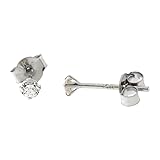 14k White Gold Cubic Zirconia Stud Earrings, 2mm
