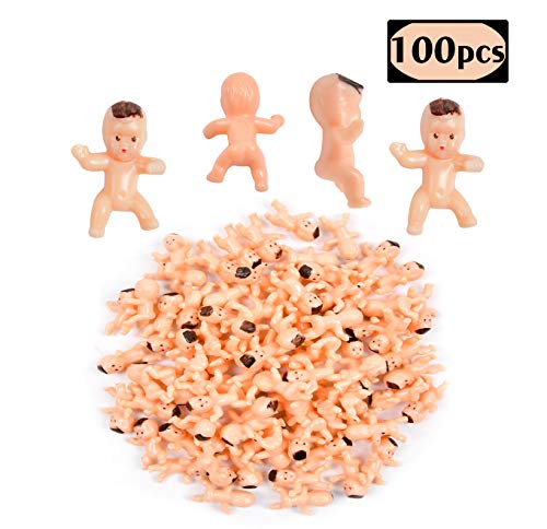 Lamoutor Mini Plastic Babies for Baby Shower Game and Ice Cube Plastic Baby 100 Pieces,1 Inch