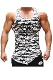 Men's Fitness Gym Tanks Top Bodybuilding Workout Sleeveless Shirts Singlet Small Camo Grey
