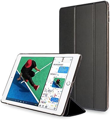 NEESI Case for iPad Pro 9.7 (2016) / Air 2 (2014) Flexible Tri Fold with Auto Sleep/Wake Ultra Slim Smart Magnetic PU Leather Cover Anti-Scratch Non-Slip PC Back Cover-Black